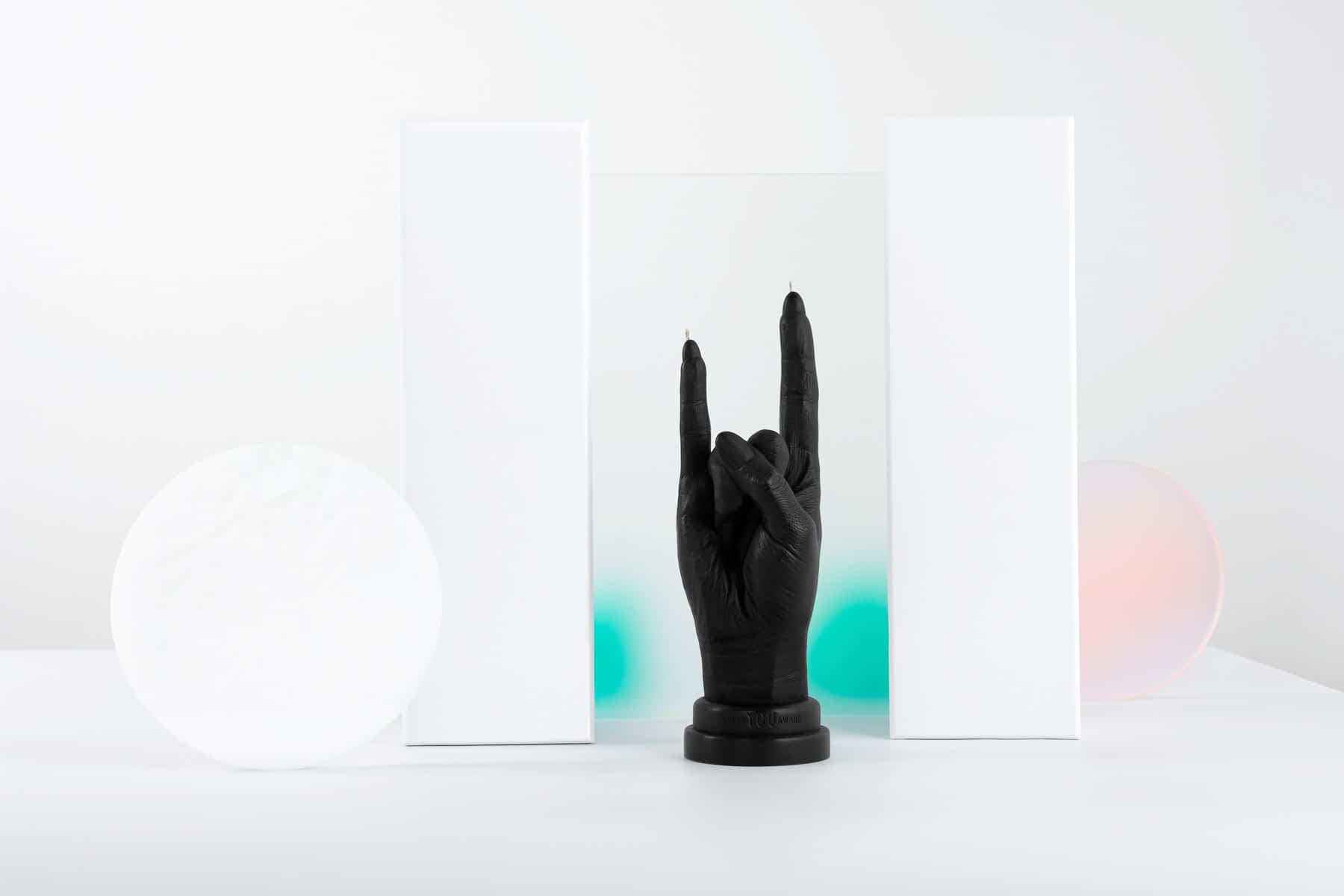 ⚡︎-SUPER-YOU-AWARD-cool-unique-gift-idea-empowering-hand-gesture-collectible-decorative-black-candle-YOU-ROCK-1-Aivaras-Simonis-photo-PC