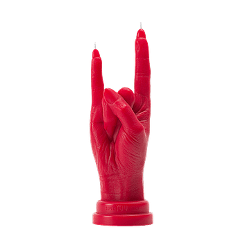 ⚡︎-SUPER-YOU-AWARD-cool-unique-gift-idea-empowering-uniqueness-hand-gesture-collectible-decorative-red-ROCK-ON-candle-Aivaras-Simonis-photo