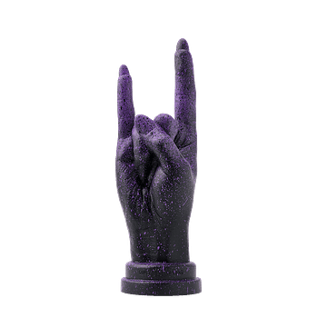 ⚡︎-SUPER-YOU-AWARD-cool-unique-gift-idea-empowering-uniqueness-YOU-ROCK-hand-gesture-collectible-black-violet-dust-splash-decorative-sculpture-ART-ROCKS-1-Aivaras-Simonis-photo