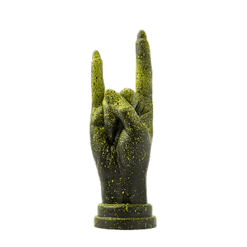 ⚡︎-SUPER-YOU-AWARD-cool-unique-gift-idea-empowering-uniqueness-YOU-ROCK-hand-gesture-collectible-black-yellow-dust-splash-decorative-sculpture-ART-ROCKS-1-Aivaras-Simonis-photo